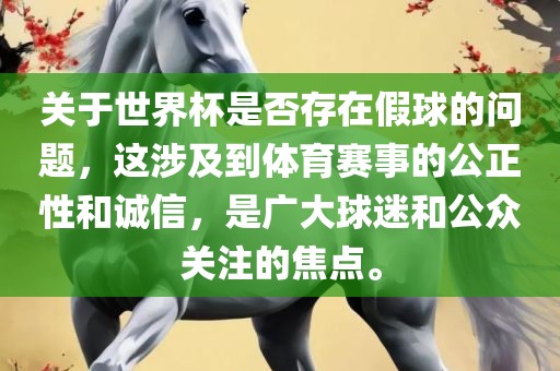 关于世界杯是否存在假球的问题，这涉及到体育赛事的公正性和诚信，是广大球迷和公众关注的焦点。