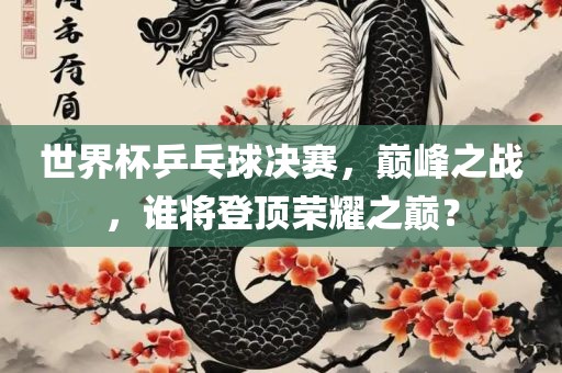 世界杯乒乓球决赛，巅峰之战，谁将登顶荣耀之巅？
