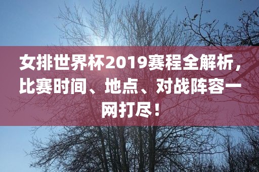 女排世界杯2019赛程全解析，比赛时间、地点、对战阵容一网打尽！