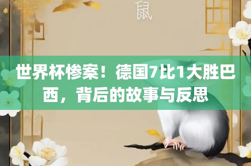 世界杯惨案！德国7比1大胜巴西，背后的故事与反思吉安市靖泰电力工程有限公司