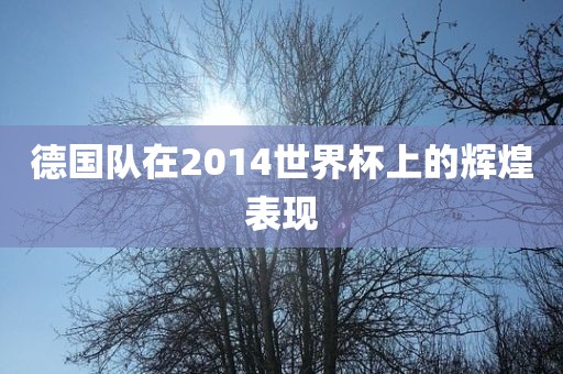 德国队在2014世界杯上的辉煌表现