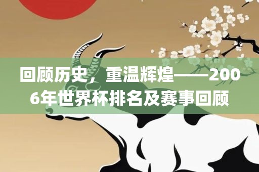 回顾历史，重温辉煌——2006年世界杯排名及赛事回顾