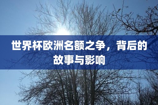 世界杯欧洲名额之争，背后的故事与影响吉安市靖泰电力工程有限公司